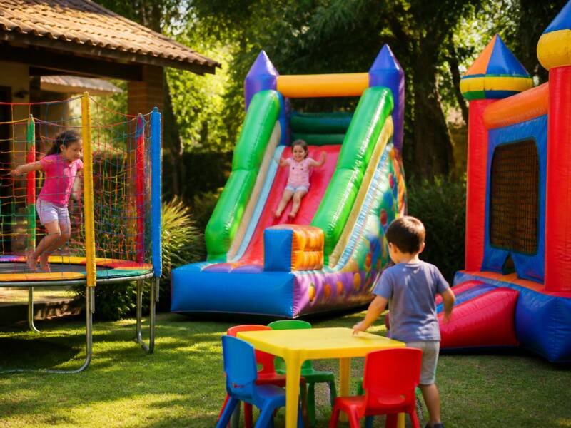 Aluguel de brinquedos para aniversários em Cachoeirinha - RS em festa infantil no pátio