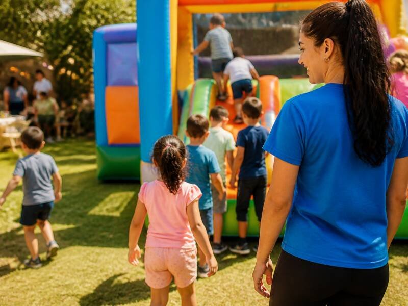 Aluguel de brinquedos para festas em Alvorada - RS com cama elástica e monitor em festa infantil
