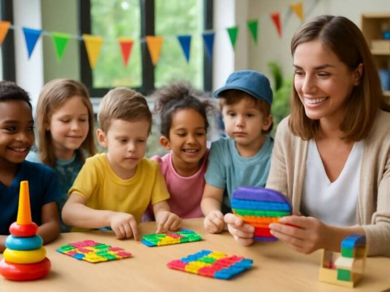 Brinquedos que fazem sucesso em festa escolar com crianças se divertindo